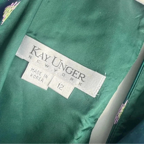 Kay Unger Size 12 Green irradiance V-Neck Racer Back Embroidered Dress NEW! - Picture 3 of 7